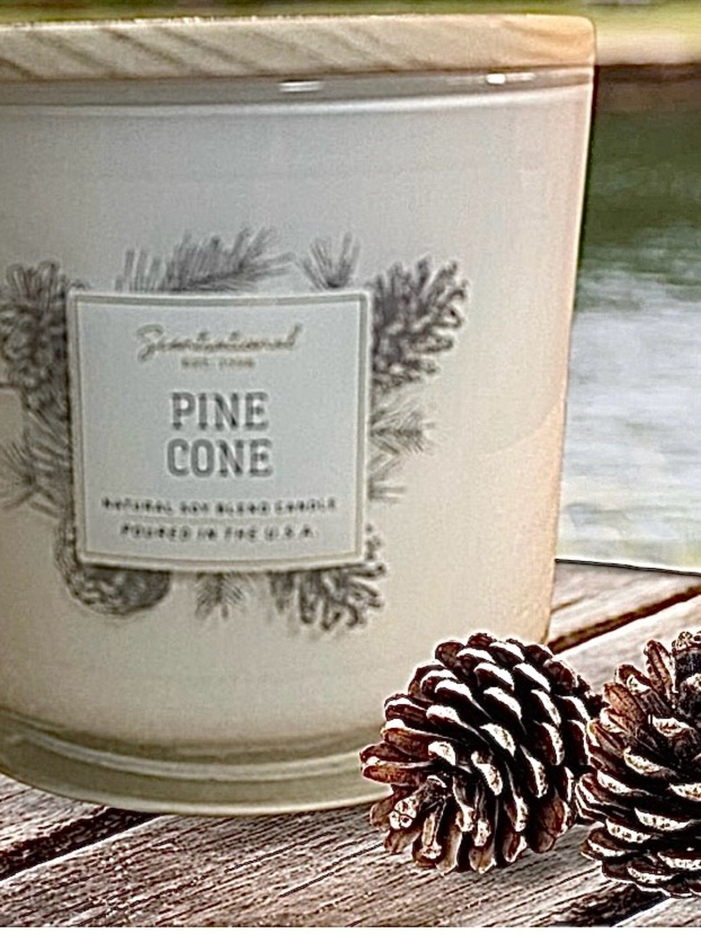 SCENTSATIONAL 26 OZ JUMBO 3 WICK PINE CONE SCENTED CANDLE. HAND POURED IN USA - Picture 2 of 5